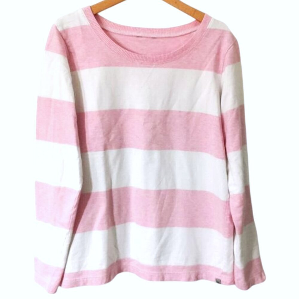 Eddie Bauer Pink Stripe Sweater Shirt Size L‎